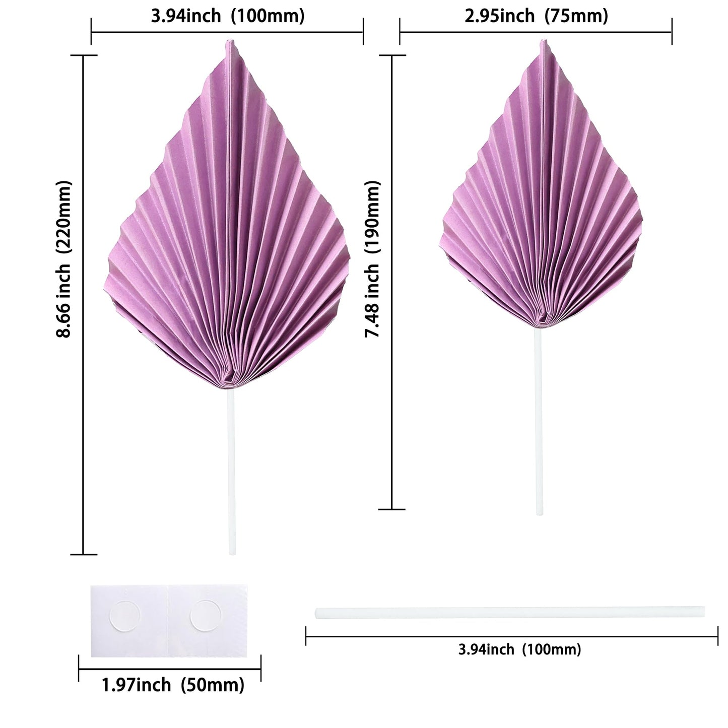 Gyufise Palm Leaf Cake Toppers, 4.7x5.1, Purple, 6Pcs, Decorative Cupcake Insert for Weddings and Parties, Model ZN0680-3