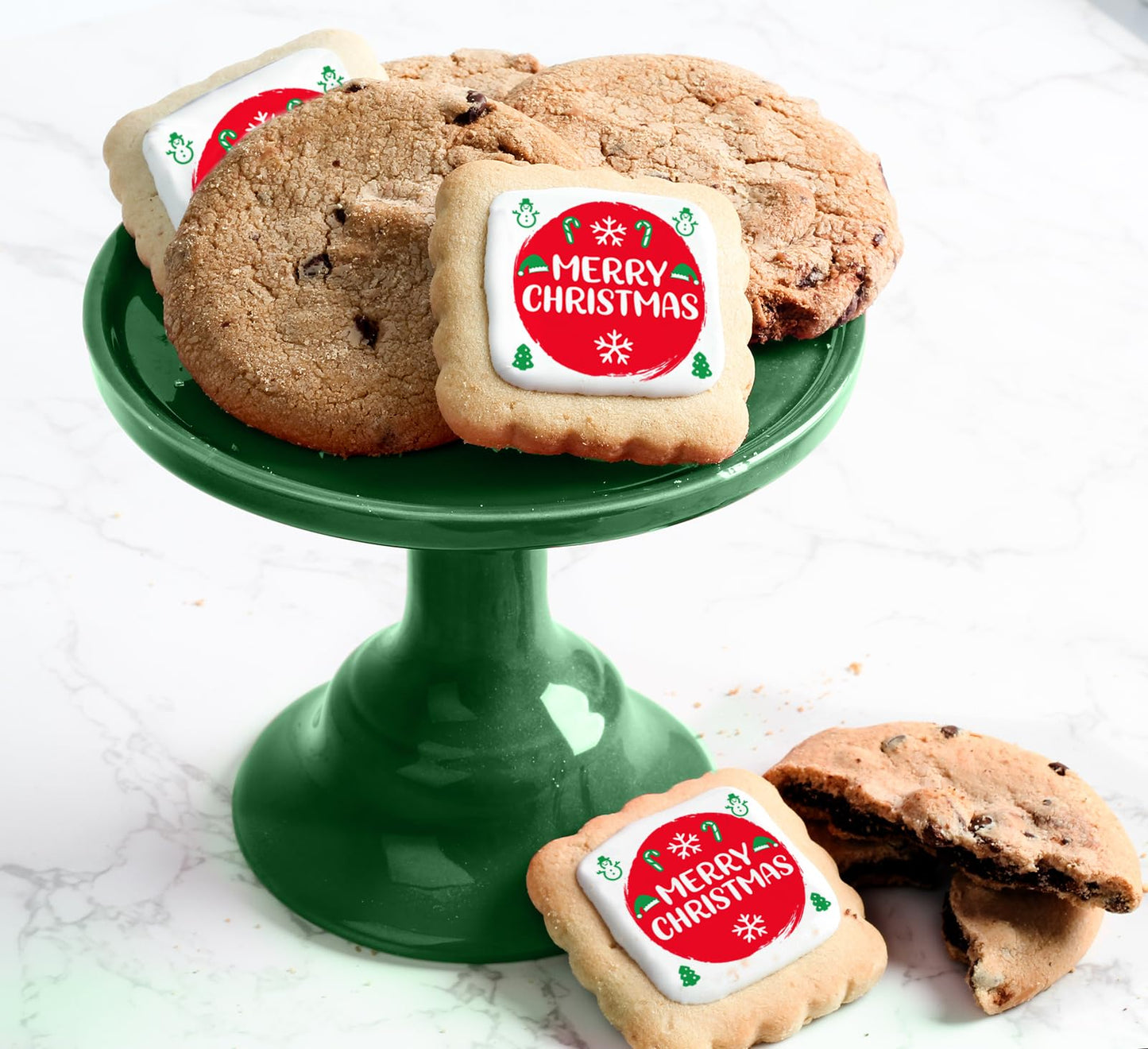 Merry Christmas Chocolate Chip Cookie Mix Gift Basket For Men Women Kids | INDIVIDUALLY WRAPPED | Large Cookies