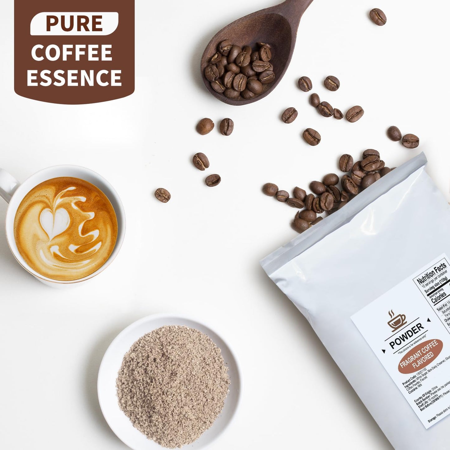 Soeos Coffee Flavored Powder (3-in-1), 2.2 lbs (1kg) - Instant Bubble Tea Mix with Creamer & Sugar, Easy to Prepare, Perfect for