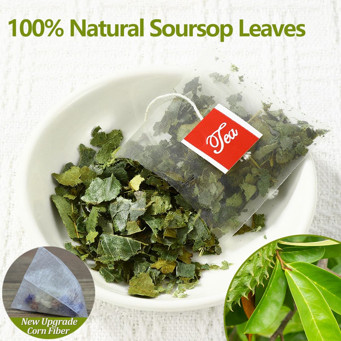 enhanced 60 Soursop Tea Bags  Made with 100% Natural Graviola Leaves  Hoja Guanabana Tea  No Additives & Caffeine Free.