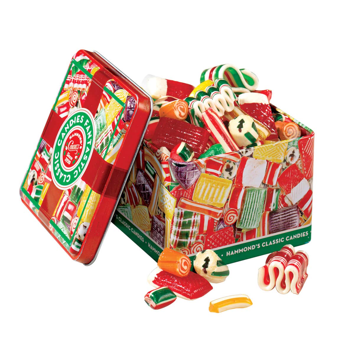 Hnds Candies - Old Fashioned Holiday Classics Mix Hard Candy in Decorative Tin  Includes Assorted Ribbon  Pillow  & Hard Candies  Handcrafted in the USA