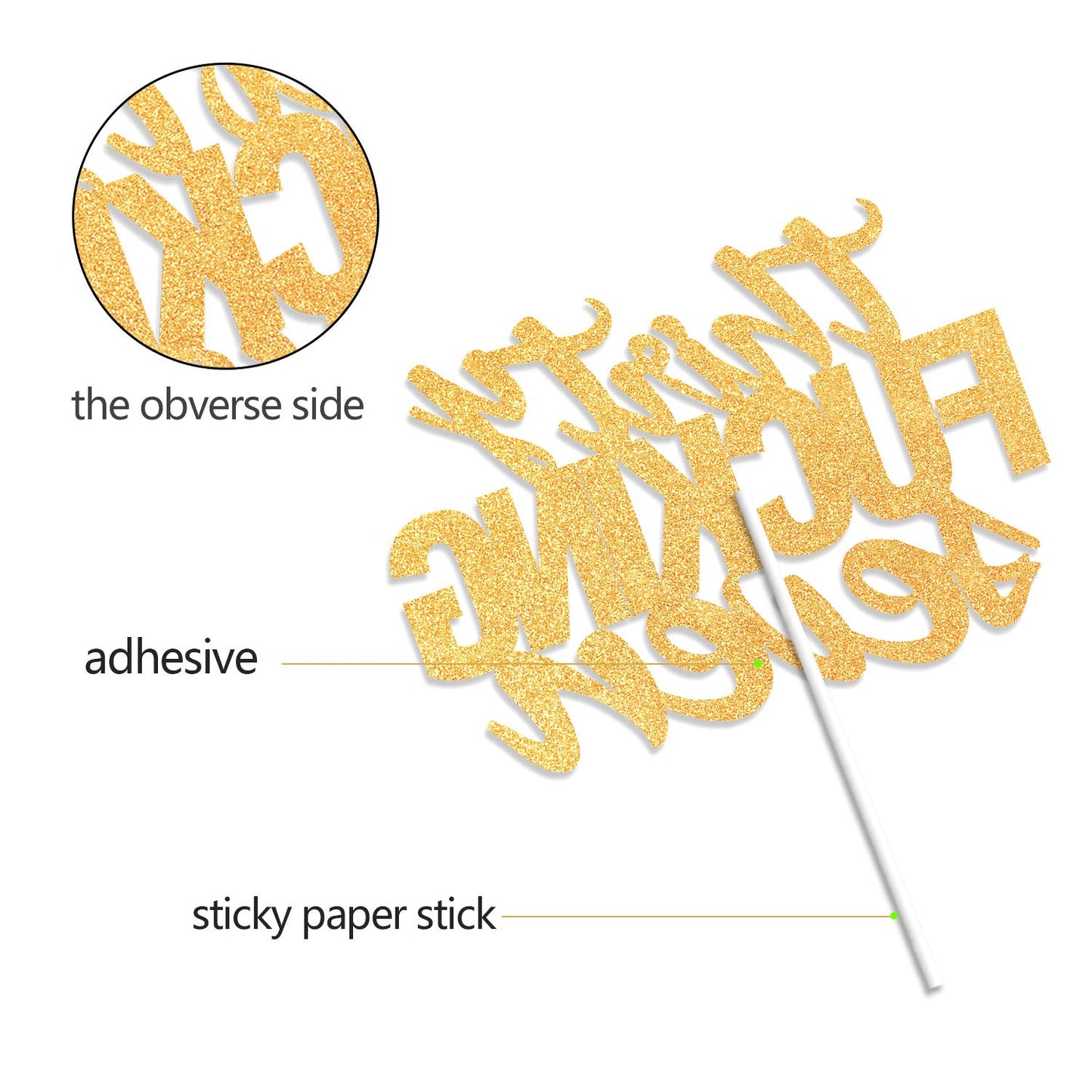 Thirty Seven Gold Glitter Cake Toppers 37 Years Old 37Th Birthday Anniversary Party Decorations Supplies