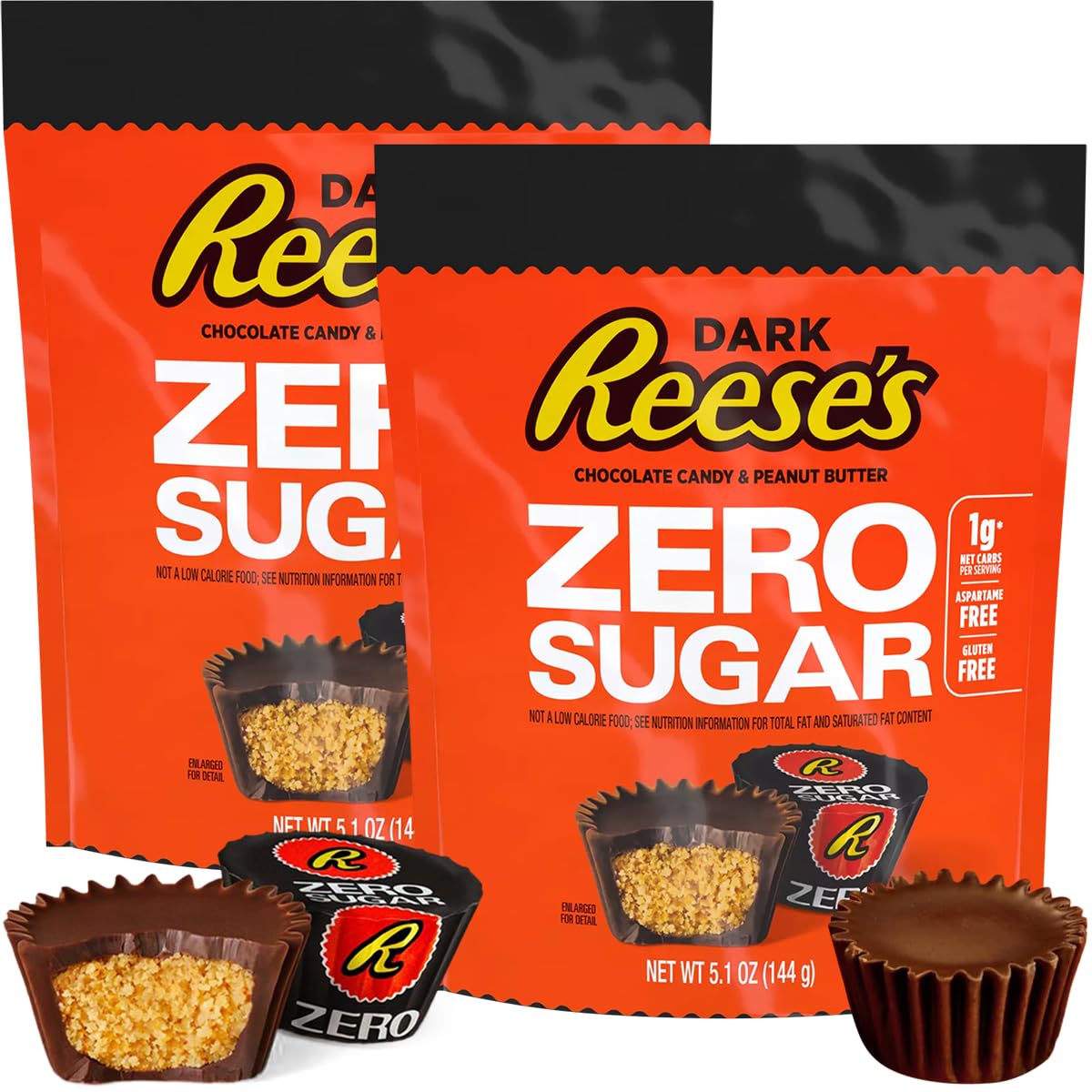 Zero Sugar Peanut Butter Cups, Sugar Free Peanut Butter Cups, Delicious Dark Chocolate Reese'sPeanut Butter Cups, Perfect Sugar 
