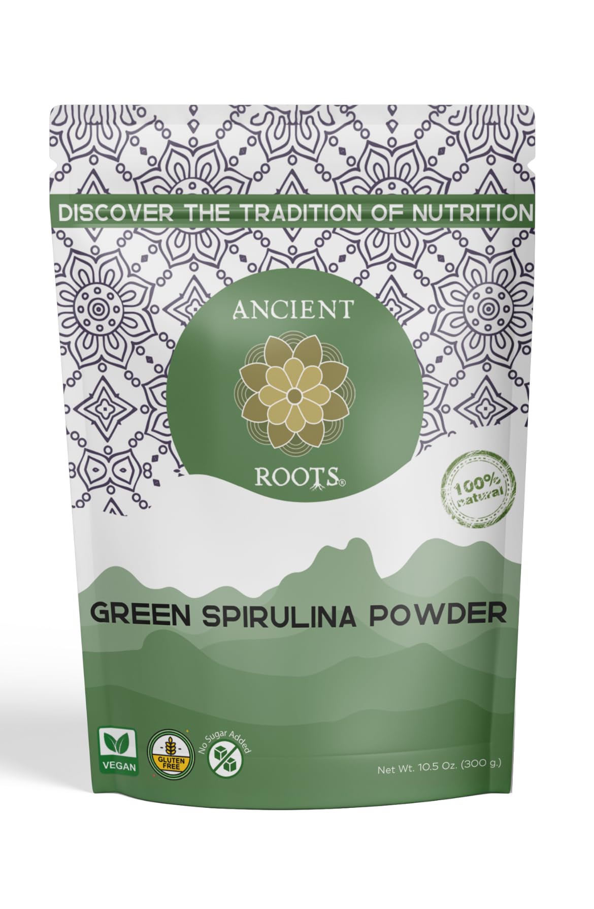 Ancient Roots Green Spirulina Powder - Freeze-Dried, All-Natural, No Sugar Added, Mix with Smoothies, Natural Food Coloring, Res