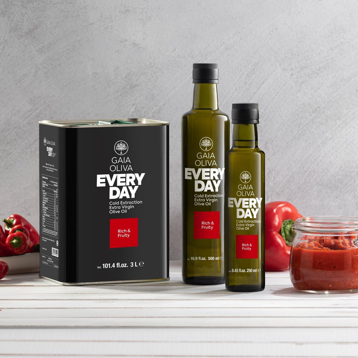 Gaia Oliva Everyday Extra Virgin Olive Oil, Cold Pressed, Single Origin, Kosher, Delicate, Smooth Fruity Flavor, 2022 Harvest Ol