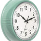 Bernhard Products Retro Wall Clock 12 Inch Seafoam Green Kitchen 50S Vintage Design Round Silent Non Ticking Battery Operated Qu