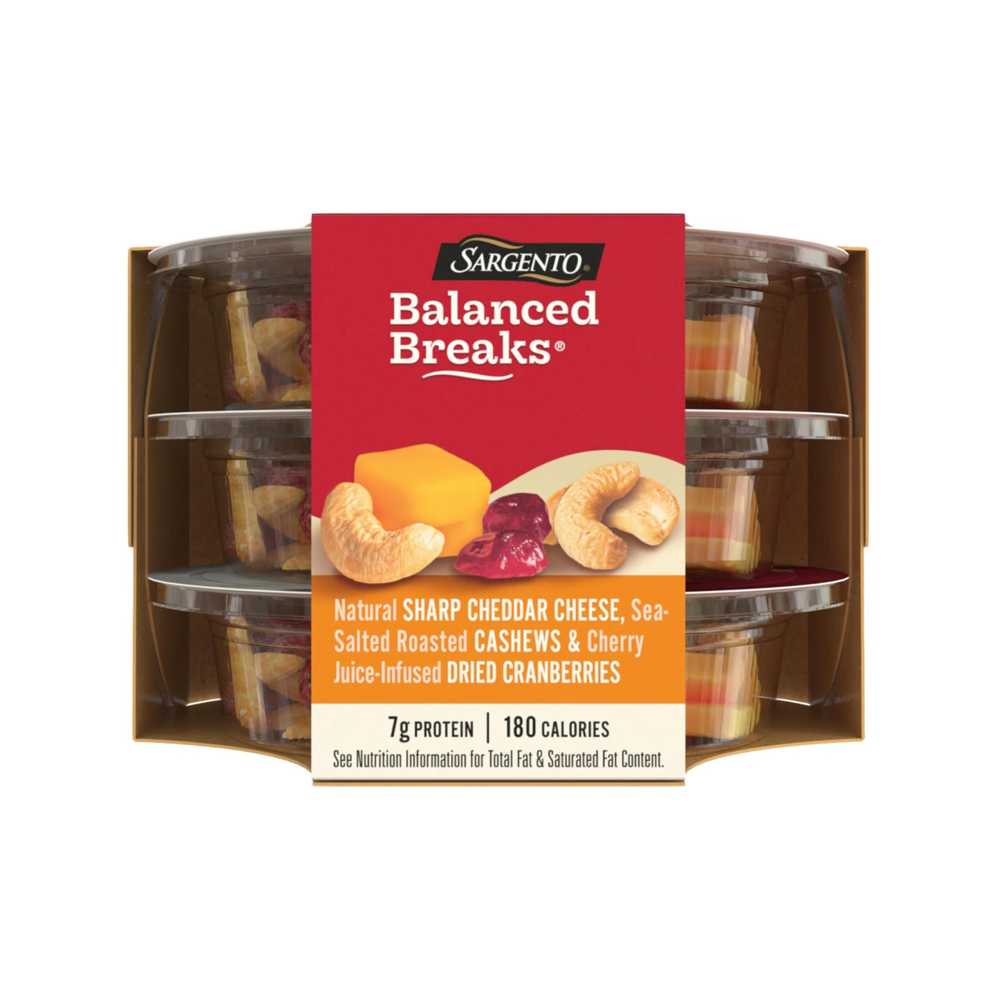 Sargento Balanced Breaks Natural Sharp Cheddar Cheese, Sea-Salted Roasted Cashews and Cherry Juice-Infused Dried Cranberries Sna