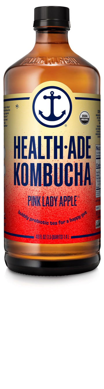 Health-Ade Pink Lady Apple Kombucha, 48 fl OZ, Red-Yellow