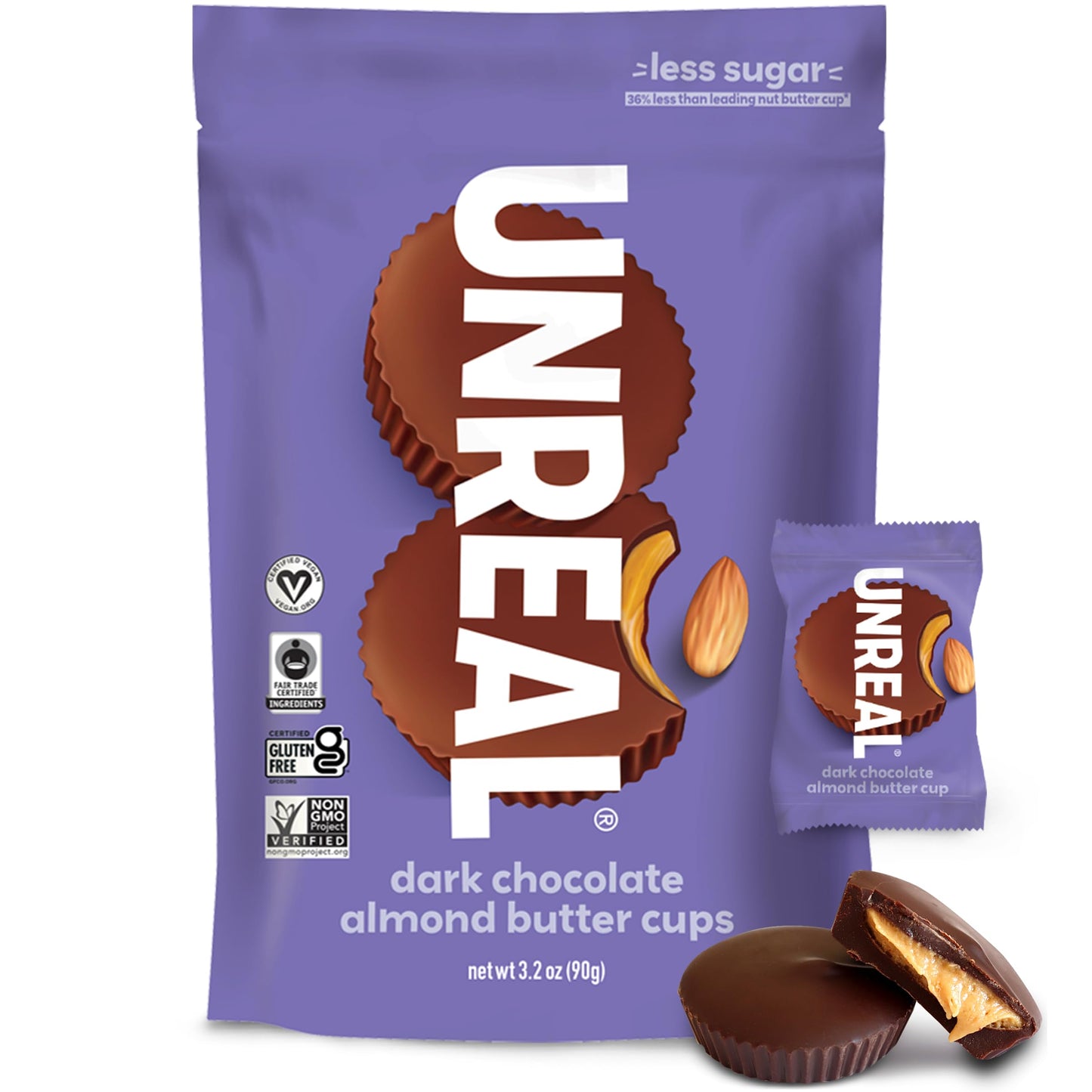 UNREAL Dark Chocolate Almond Butter Cups 6Pk, 3.2 OZ