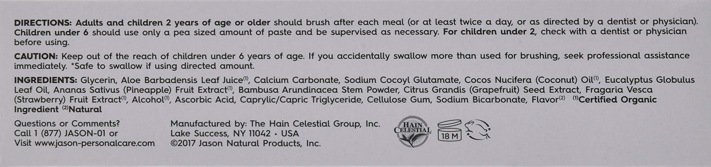 Jason Simply Coconut Whitening Toothpaste, Coconut Cream, 4.2 Ounce