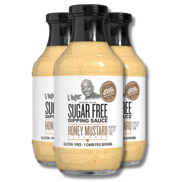 G Hughes Sugar Free Honey Mustard Dipping Sauce - Sugar Free Honey Mustard, Gluten Free Mustard, Low Carb Honey Mustard Dressing, No Sugar Added -18 Oz (3-Pack)