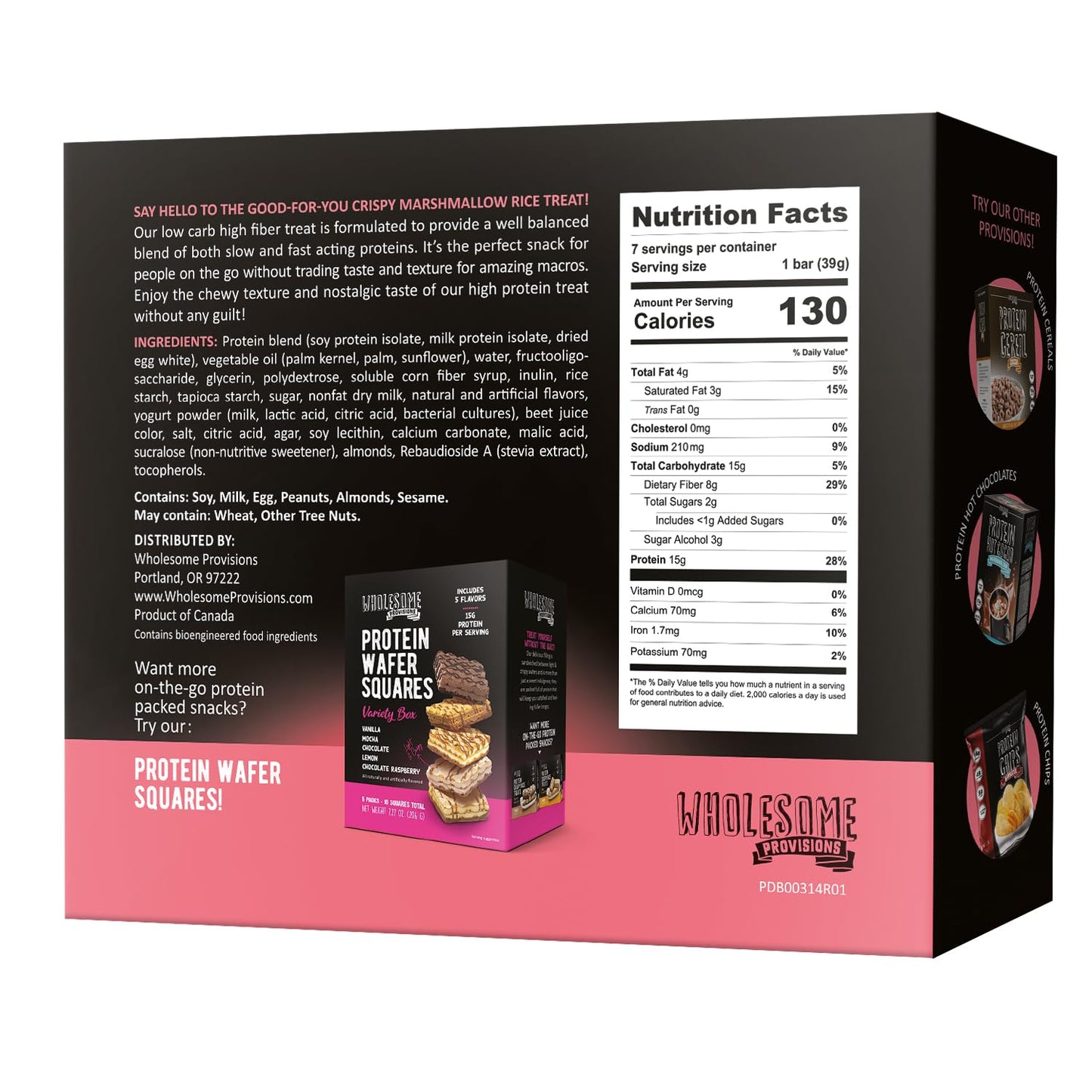 Wholesome Provisions Protein Crispy Rice  , 15g Protein, Low Carb, 1 Count, Fluffy Strawberry Cream