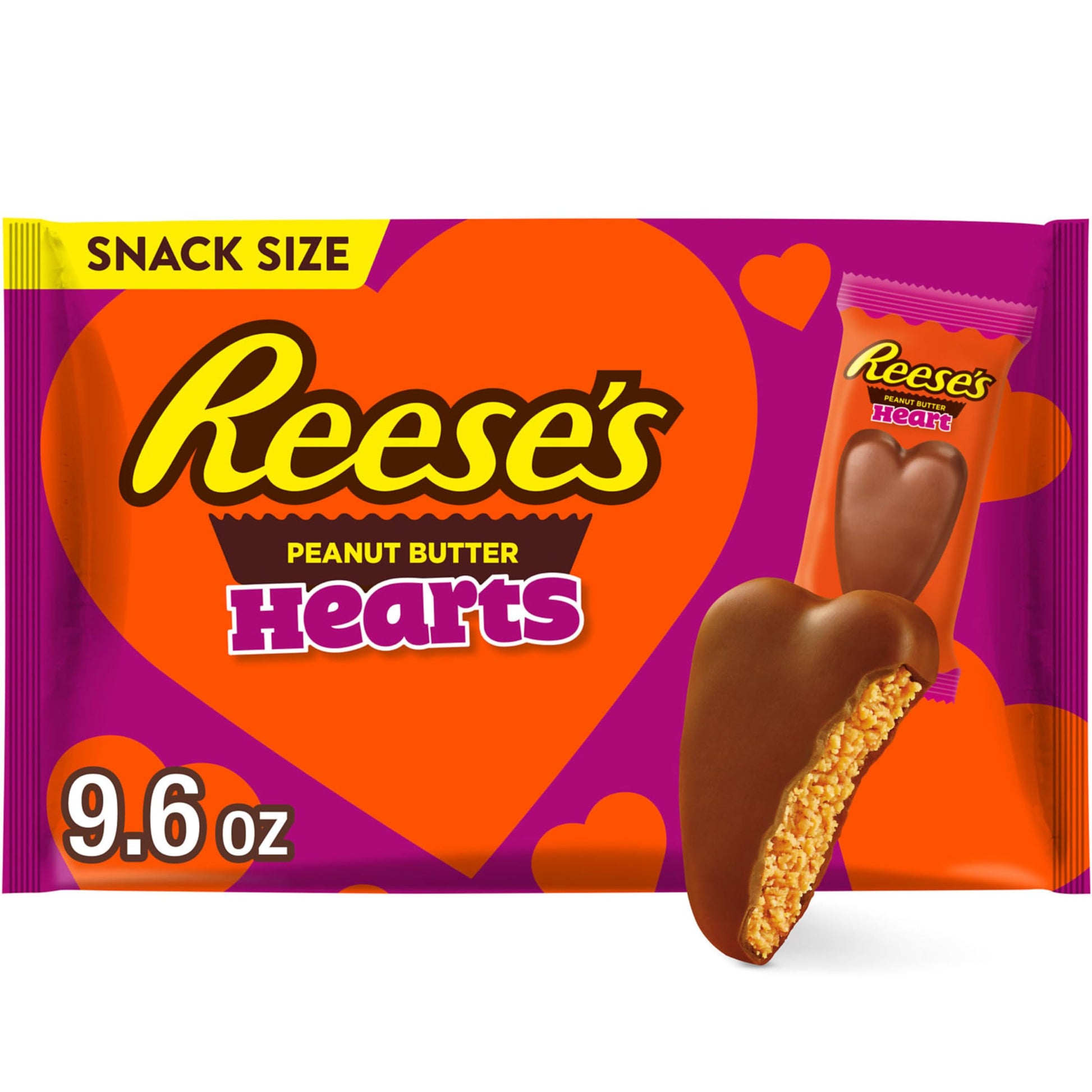 REESES Milk Chocolate Peanut Butter Snack Size, Valentine Candy Bag, 9.6 oz