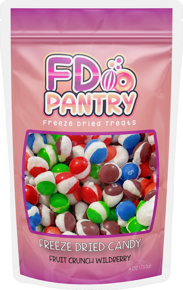 Freeze Dried Fruit Crunch Candy (Wildberry, 4 Oz) Treat Gift Bag Berry Punch, Strawberry, Melon Berry, Wild Cherry And Raspberry