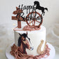 Arthsdite Horse Birthday Cake Topper, Black Glitter, Medium Size, Cardboard/Bamboo, Horse Racing Theme Party Decoration