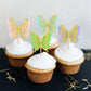 Ercadio 24 Pack Butterfly Cupcake Toppers - Glitter Double Layers Gold Butterfly Cupcake Picks 3D For Wedding Anniversary Kids B