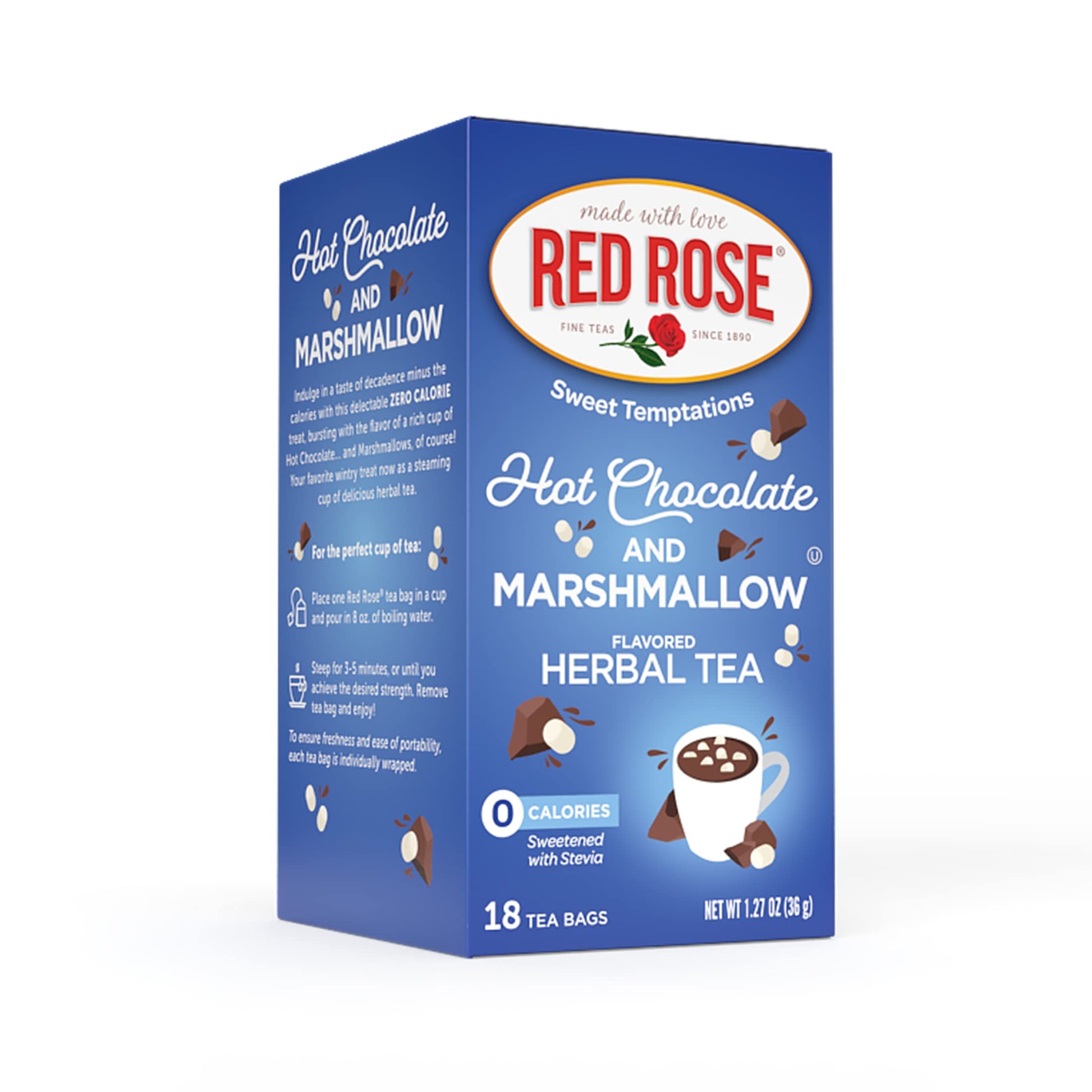 Red Rose Dessert Tea Hot Chocolate, Caffeine-Free, Zero Sugar, 18 Count