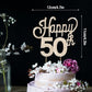 Lingteer Happy 50Th Birthday Gold Rhinestone Cake Topper - Cheers To 50Th Birthday Fifty Years Old Anniversary Party Cake Center