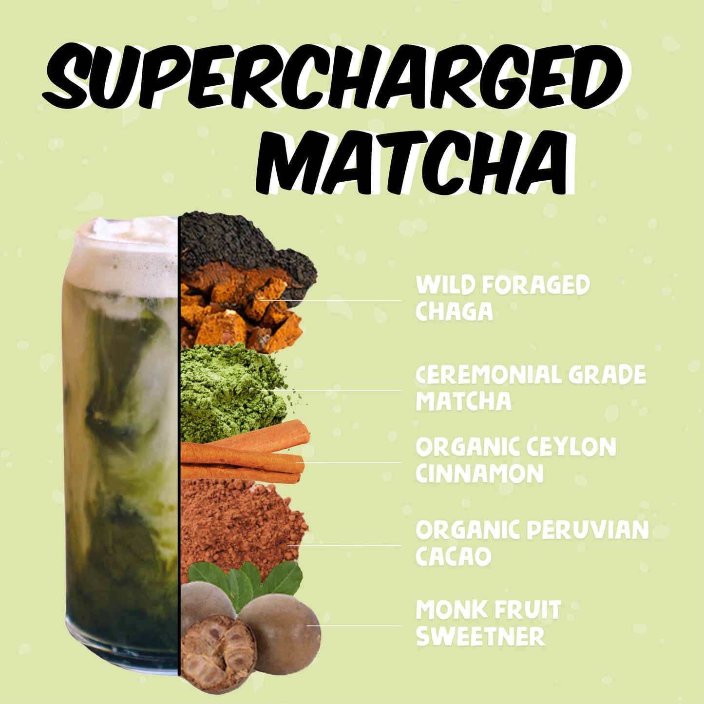 Renude Chaga Matcha - Ceremonial Grade Matcha Superfood Drink Mix With Adaptogens - Mushroom Matcha - Keto, Vegan, And Sugar Fre