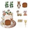 Forest Woodland Animal Cake Toppers Fox Bear Deer Flower Cake Decorations For Oh Baby Woodland Themed Birthday Party (Leaves)