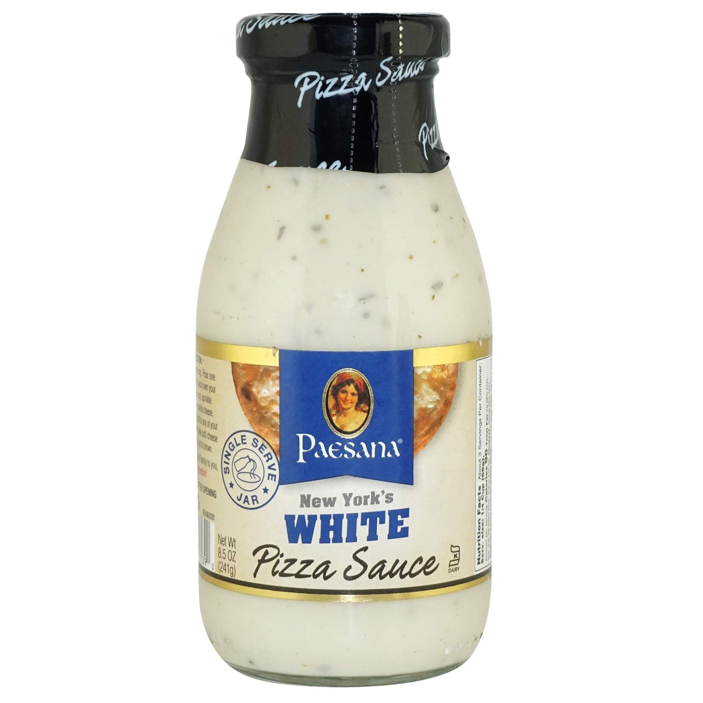 Paesana New Yorks White Pizza Sauce, Gluten Free, Kosher Dairy, 8.5 Oz - Made In The Usa.