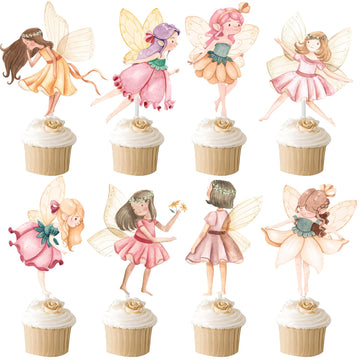 Fairy Cupcake Toppers Flower Fairy Party Cupcake Toppers 24Pcs Fairies Party Cake Picks Garden Birthday Party Decorations for El