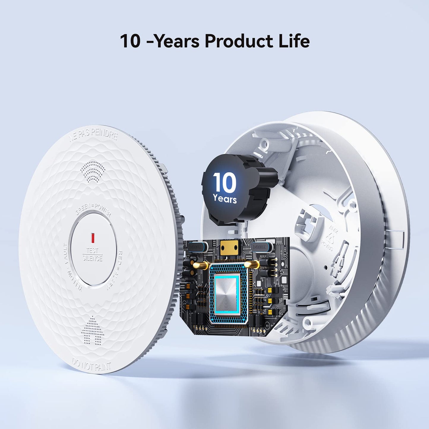 Siterlink Smoke And Carbon Monoxide Detector Combo With Voice Alert, Dual Sensor Fire And Co Alarm With Led Light And Test Butto