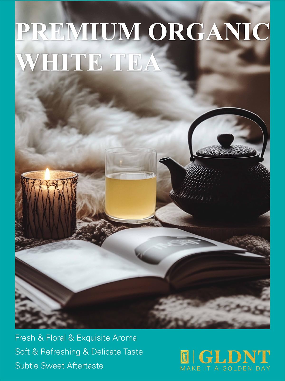 Gldnt Organic White Tea, Enhanced Organic White Tea Loose Leaf, Mild & Smooth Taste, Low Caffeine, 7 Ounce