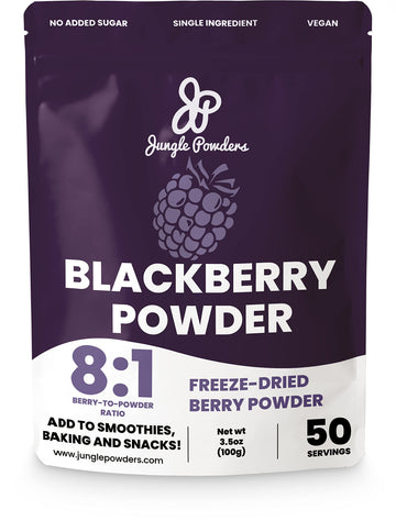 Jungle Powders Blackberry Powder For Smoothie 7 Ounce Bag, Powdered Freeze Dried Blackberries, Purple Superfood Flavoring Extrac