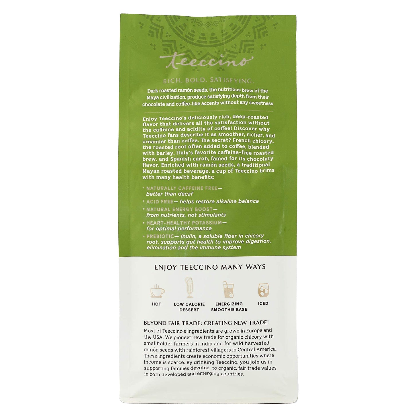 Teeccino Mexican Chocolate Chicory Coffee Alternative - Dark Roast, Caffeine-Free, 11 Ounce