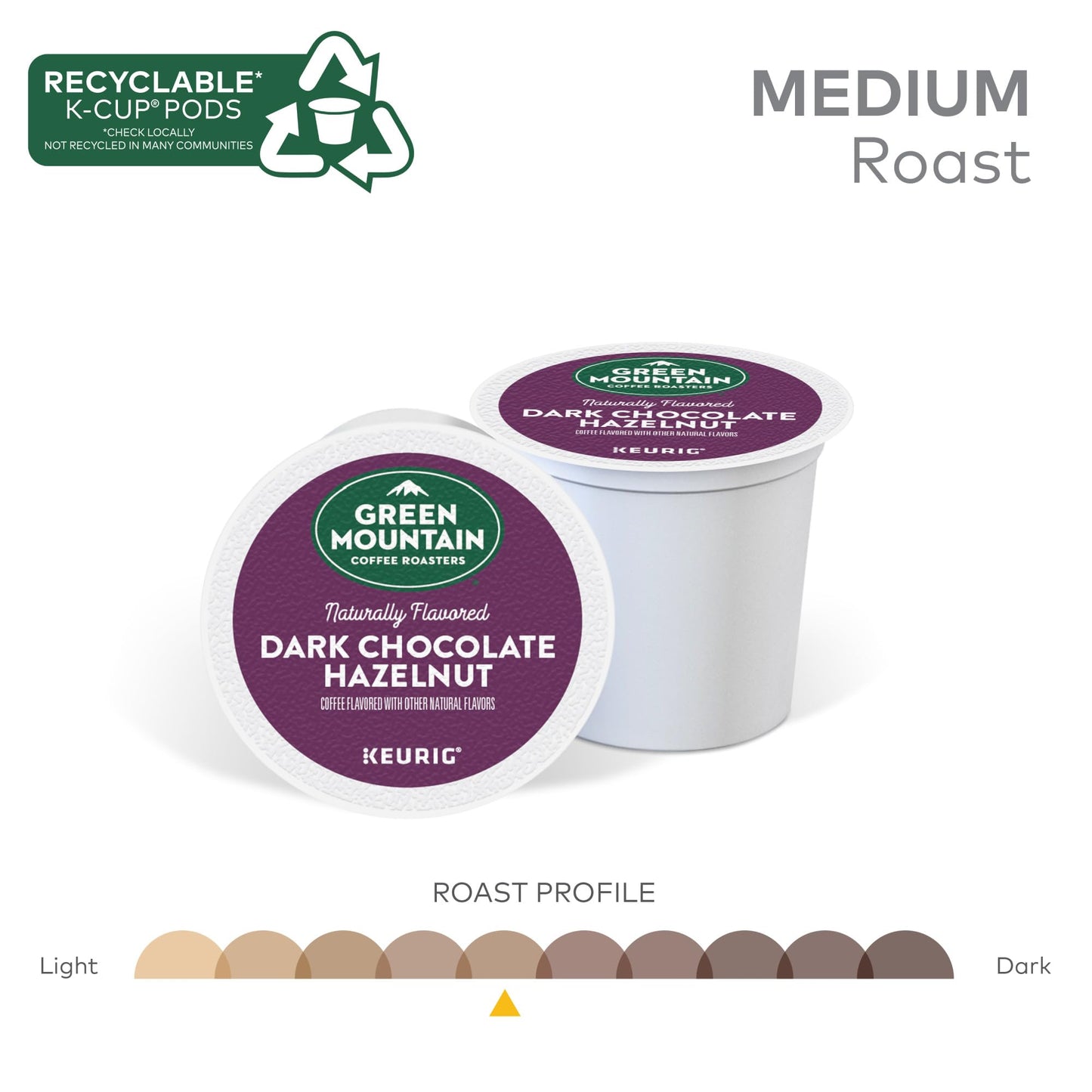 Green Mountain Coffee Roasters Dark Chocolate Hazelnut Coffee, Keurig Single Serve K-Cup Pods, 10 Count