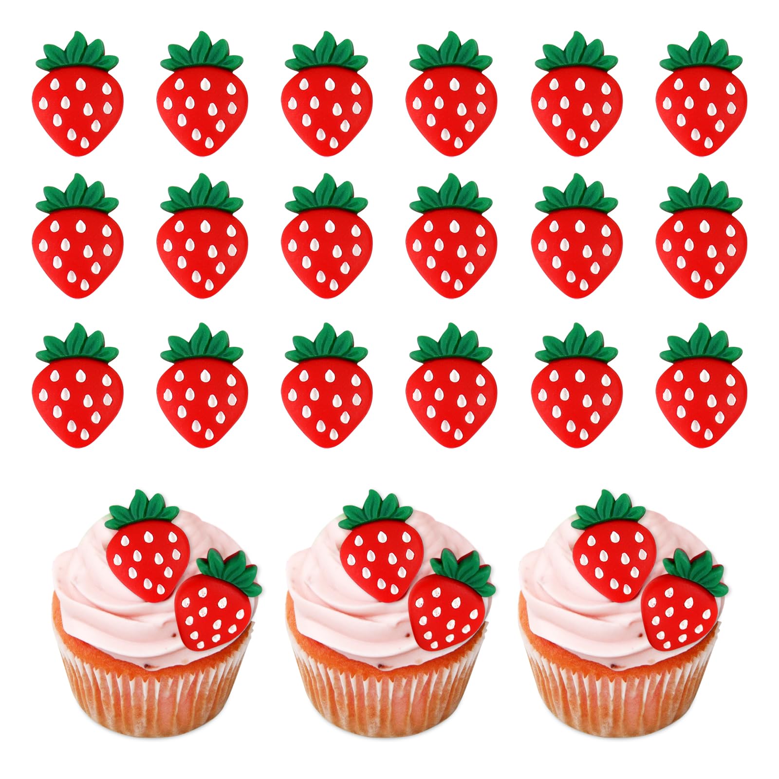 Keaziu 25 Pack Red Strawberry Cupcake Toppers Strawberry Theme Party Cupcake Picks For Birthday Wedding Party Baby Shower Summer