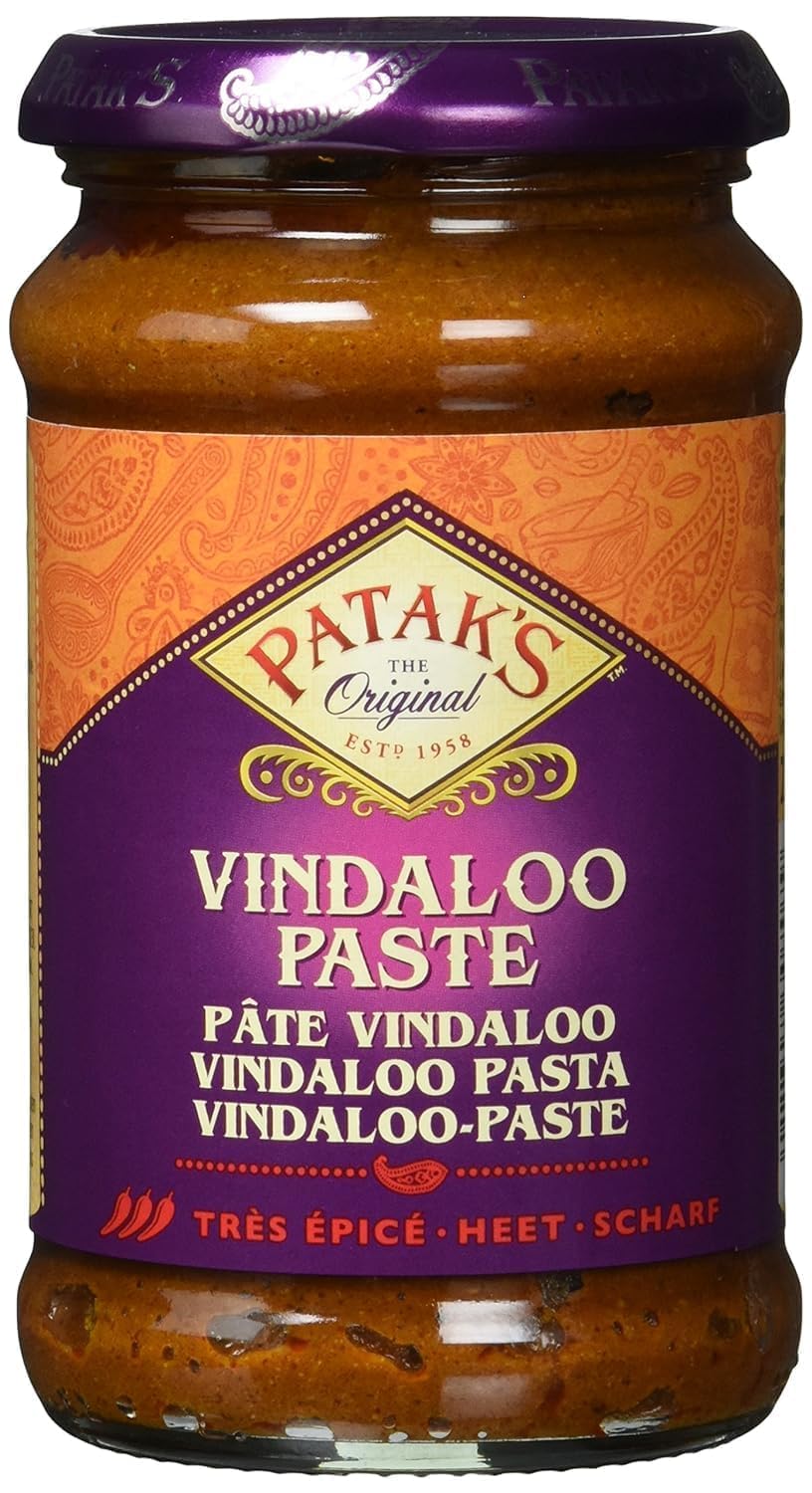 Pataks Vindaloo Spice Paste - Hot Indian Curry Base - Gluten-Free & Vegan - 10oz Jar