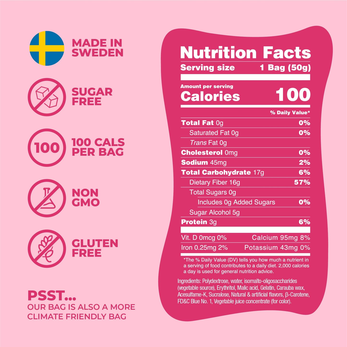 Pandy Swedish Candy Sugar Free Candy - Swedish Candy Mix 4 Flavors - Diet Candy Keto Gummy Low Calories Snacks - Healthy Foam Sw