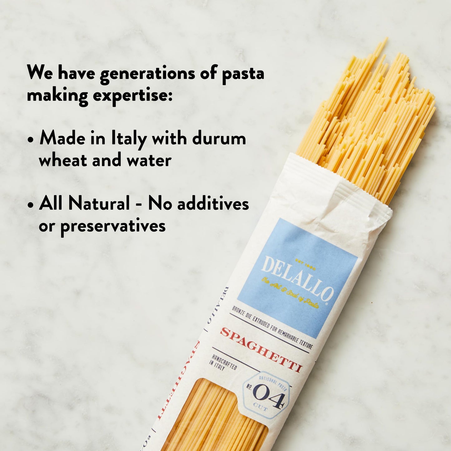 DeLallo Spaghetti Pasta, Imported from Italy, Classic Style, 1 Pound Bag, 8 Pack, Non-GMO, Cooks in 9 Minutes