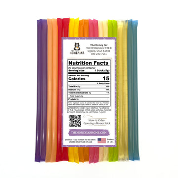 The Honey Jar Variety Pack Honey Sticks - Pure Honey Straws For Tea, Coffee, Or A Healthy Treat - One Teaspoon Of Flavored Honey
