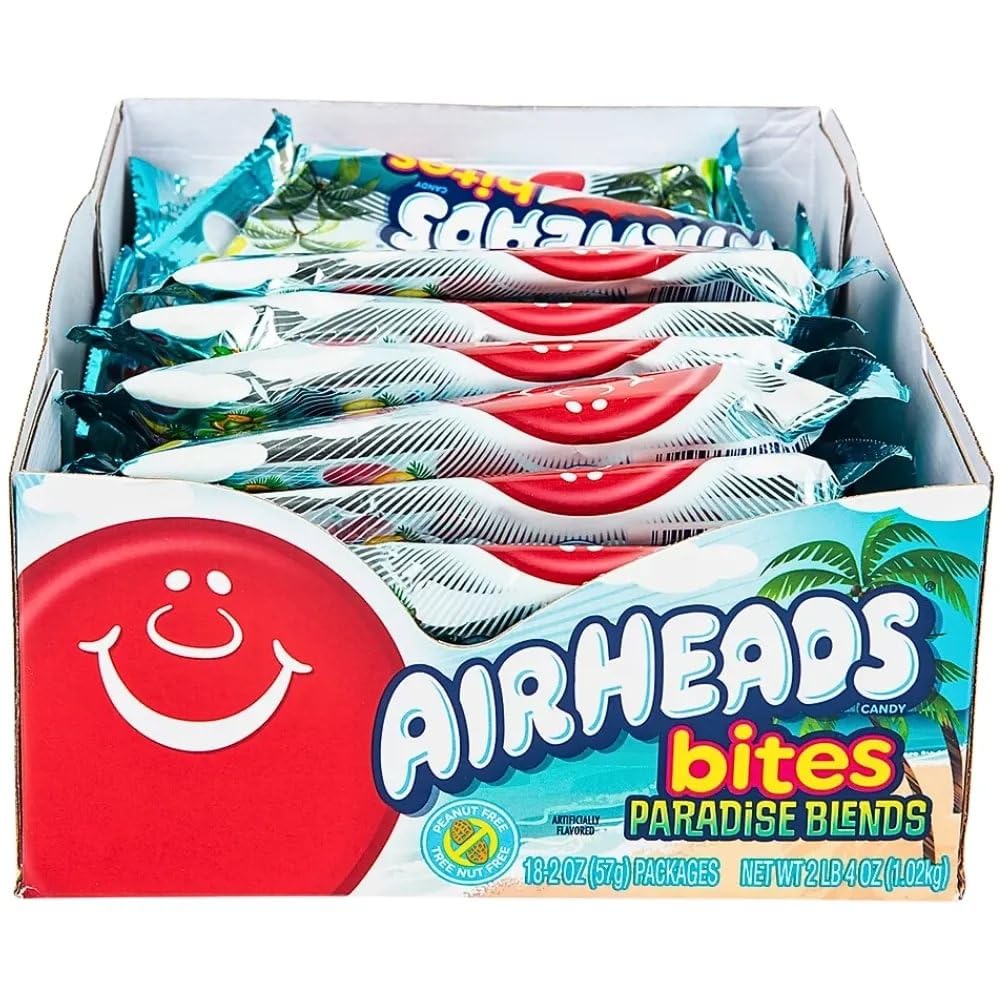 Airheads Candy Bites, Paradise Blends Flavor, Non Melting, Party, Concessions, Office, 2 Ounce (Pack of 18)