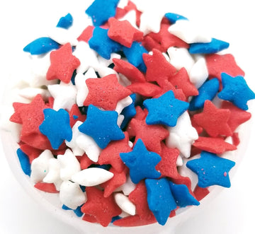NCS 4th of July Red, White and Blue Star Edible Sprinkles, 8 ounces - Great for Cupcakes, Cookies, Cakes, Cakes Pops