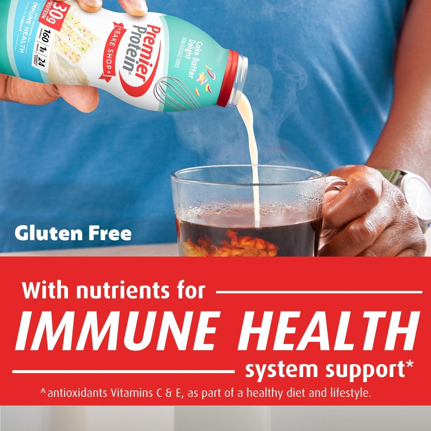 Premier Protein Shake, Cake Batter, 30g Protein, 1g Sugar, 24 Vitamins & Minerals, Nutrients to Support Immune Health, 11.5 Fl O