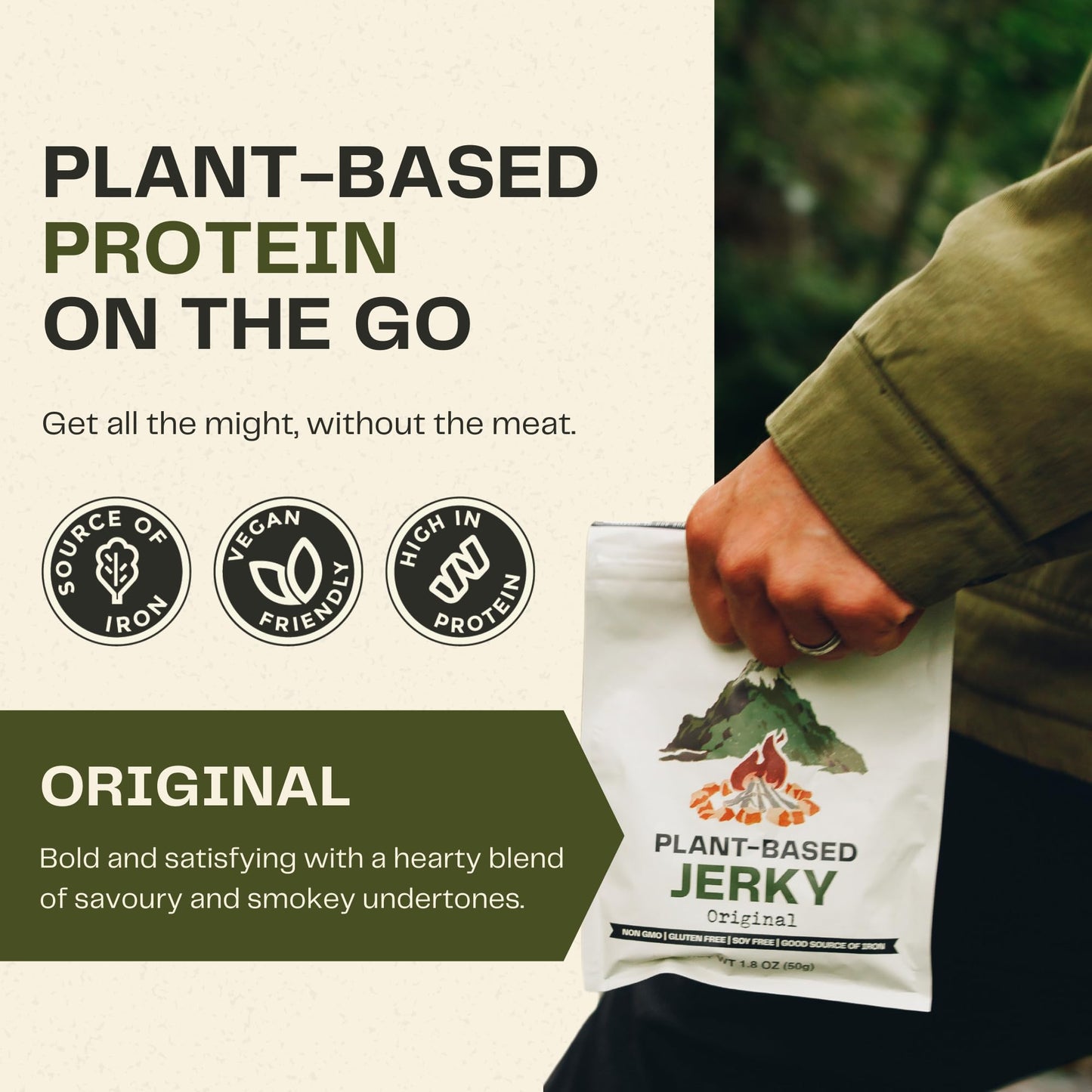 Off-Piste Variety Pack Plant-Based Jerky, 1.8Oz., Pack Of 3 - High Protein Healthy Snacks Vegan Jerky For Recovery, School, Offi