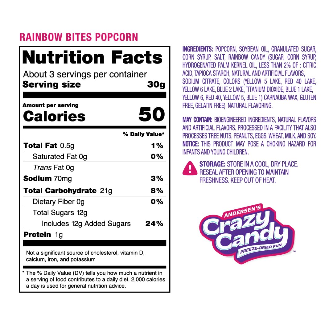 Andersen'S Crazy Candy Freeze Dried Candy - Rainbow Popcorn