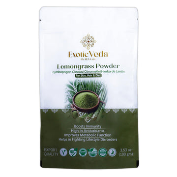 Exotic Veda Organic Lemongrass Powder | Dried Lemon Powder | Vitamin C Rich | Perfect for Cooking | Dandelion Tea Enhancer | Lem