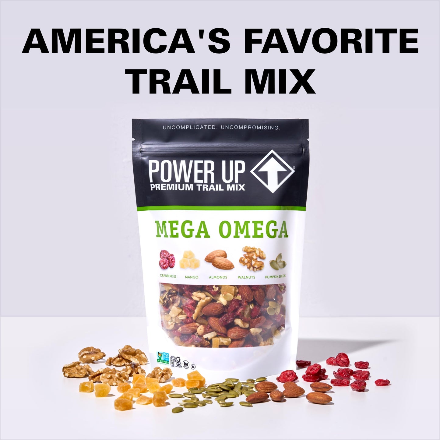 Power Up Premium Trail Mix - Mega Omega Trail Mix 14Oz, Gluten Free, Vegan, Non-Gmo