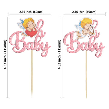 Gyufise 24Pcs Valentine Oh Baby Cupcake Toppers Pink Glitter Cupid Babyshower Cupcake Picks Decorations For Valentine'S Day Them