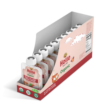 Holle Baby Yogurt Pouches - Organic Yogurt with Apple, Banana & Berry Fruit Pur  e - Drinkable Pouches for Kids & Babies 8 Month