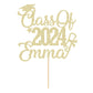 EDSG Personalized Cake Topper Custom Congrats Graduation Hat Double Sided Glitter Card Champagne Gold Class of 2025