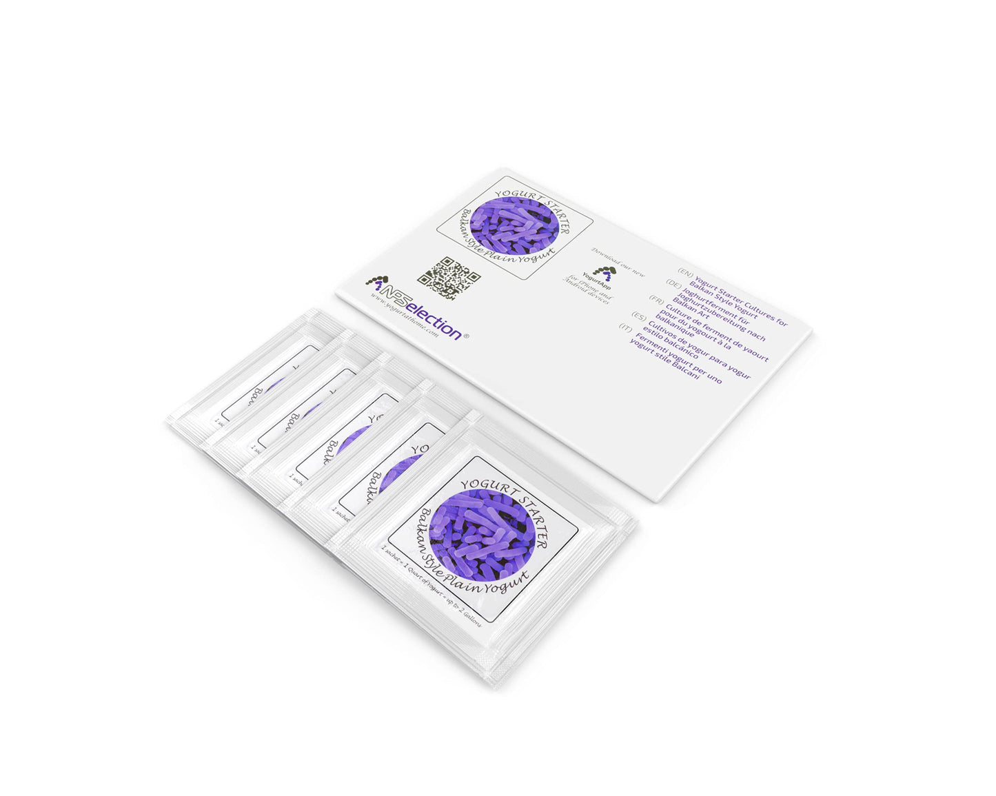 Yogurt Starter Cultures - Pack of 5 Freeze-dried Culture Sachets for Balkan Style Plain Yogurt