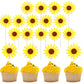 Diyasy Sunflower Cupcake Toppers,30 Pcs Sunflower Cake Topper Kit For Sunflower Birthday Party Decorations Supplies