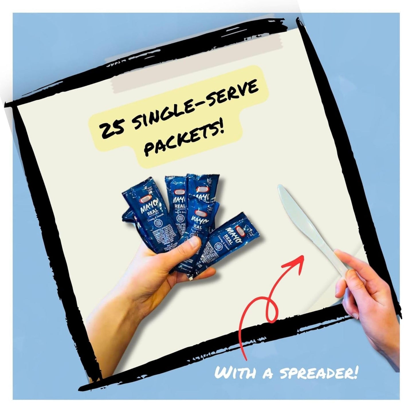 CMC Products Mayo Packets Gift Set – 25 Count (12g each) with Spreader in Resealable Bag, Brown Polyethylene