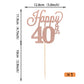 YCTHUNFISH Happy 40th Cake Topper, Black Glitter Number 40, Rose Gold, Bamboo, Birthday Party Decorations
